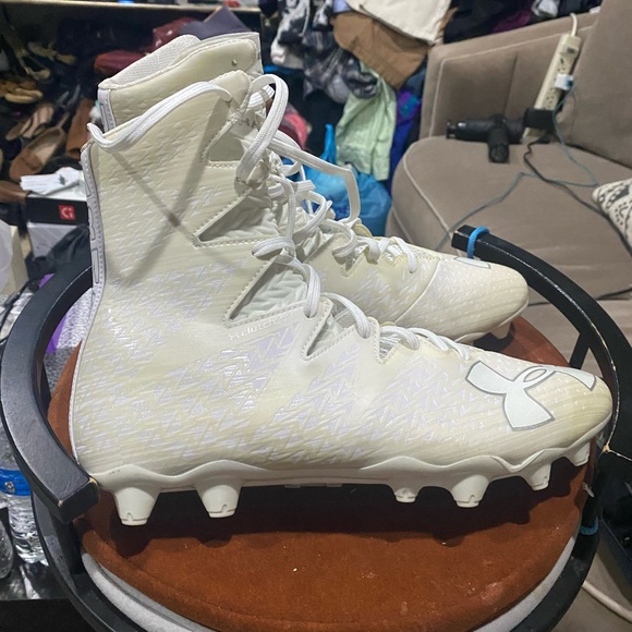 EUC Under Armour Football Cleats Men's Size 10 Highlight White Hightop - Picture 4 of 11